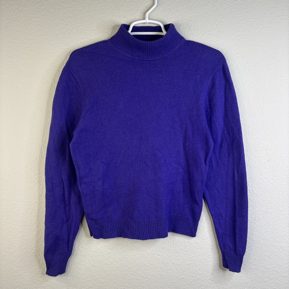 Pendleton Mock Neck Sweater Tru Vtg 60/70s M Virgin Wool USA Made Purple/Blue